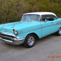 1957 BEL AIR 350 4SPD 4SPD COLD AC PS PBD SOLID TROPICAL TURQUOISE VERY NICE