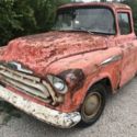 1957 BIG back window CHEVY PICKUP!.very solid! Chevrolet 3200 glass nice patina