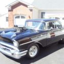 1957 Chevy Bel Air Pro Street. Black with Ghost Flames. Only 650 Miles.