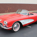 1958 CHEVROLET CORVETTE CONVERTIBLE, RED WITH WHITE COVES, BLACK INTERIOR