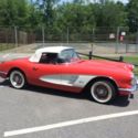 1958 corvette, signet red, white coves and top, 327-300hp, 4sp, restored