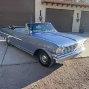 1963 Chevrolet Nova Convertible, straight six, automatic, Light Blue