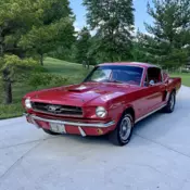 1965 FASTBACK ALUMINUM HEAD 302 AUTO 4 WHEEL DISC SUPER SOLID FACTORY RED ON RED