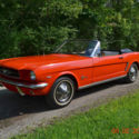 1965 MUSTANG CONVERTIBLE 289 3SPD SOLID BEAUTIFUL POPPY RED AND WHITE NICE