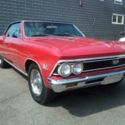 1966 CHEVY CHEVELLE SS 396 V-8 AUTOMATIC BUCKET SEATS CONSOLE RED / BLACK VINYL