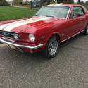 1966 Ford Mustang Coupe- Red/Red, Factory A/C, Pony Interior, #s Matching