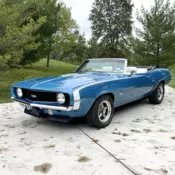 1969 CAMARO CONVERTIBLE SS 396 4SPD PS PDB TACH GAUGES STRAIGHT LEMANS BLUE
