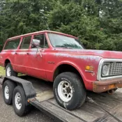 1971 Chevrolet Suburban Red 4x4 1/2 ton BARN DOOR C10 K5 K20