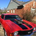 1972 Chevrolet Chevelle SS red with black stripes and 671 blower