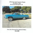 1976 Chevrolet Caprice Classic. Real head turner & great to cruise in. Must see!