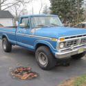 1976 Ford F-150 Ranger Pick-Up Truck, V6, 4 Wheel Drive Blue with Silver/Chrome