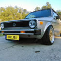 1987 VW Cabriolet MK1 - coilovers, stretched tires, gold wheels, eurosport