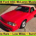 1988 Ford Mustang ASC McLaren Convertible Low Mile ULTRA RARE Fox Body 5 Ohhhh