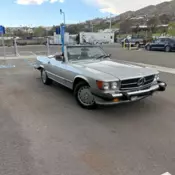 1988 Mercedes Benz 560 SL Convertible in Silver and Blue