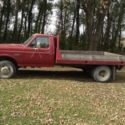 1988 RED FORD F 350 CUSTOM-4 WD-8 CYL-5 SPEED ,7.3 DIESEL FLATBED, GREAT PULLER.