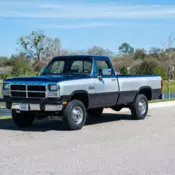 1991 Dodge Power RAM 250 Cummins Turbo Diesel 4x4 Pickup Blue and Silver