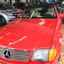 1991 MERCEDES CONVERTIBLE 500SL TWO DOOR- RED WITH BLACK TOP