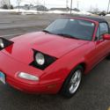 1991 Red NA Mazda Miata with Original and X-ICE XI3 Winter Tires