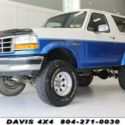1992 FORD BRONCO XLT Classic OBS Lifted 4X4 206297 Miles White/Blue SUV  Automat