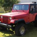 1992 Jeep Wrangler manual trans. w/ red-bed liner and black trim (77221 mi.)