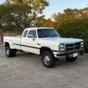 1993 Dodge Ram 3500 White W350 4x4 12 Valve Cummins 5.9L Turbo Diesel