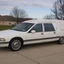 1994 BUICK ROADMASTER HEARSE WHITE WITH BLUE CLOTH INTERIOR