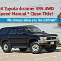 1994 Toyota 4runner SR5 4wd * 5-SPEED Manual * V6 3.0L * Clean Title NO RESERVE