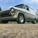 57 chevy panel truck off frame restored.
