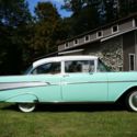 A GORGEOUS SURF GREEN AND IMPERIAL IVORY REAL DEAL 57 BEL AIR 2 DOOR POST!!!
