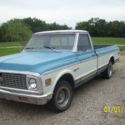 Blue and White Chevy c10Llong Bed