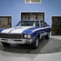 Bright Blue Metallic and White Striped Skylark &#034;muscle car&#034;