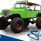 Bright green paint lengthened CJ body 350ci motor lifted off road Jeep