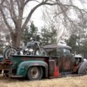 Chevy Rat Rod C40 Truck 350 chopped Panhead hauler motorcycle