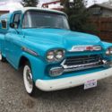 Chevy truck 3100 1/2 ton apache original camper shell wood bed stepside turquois