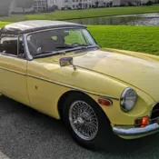 Classic 1970 MG B Roadster Convertible Light Yellow