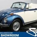 classic vintage chrome beetle bug vw convertible 1300cc 4-speed manual blue whit