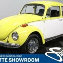 classic vintage chrome bug yellow white black dual exhaust air cooled woodgrain