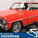 classic vintage chrome chevy 2 350 v8 3-speed auto transmission flowmaster red