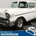 classic vintage chrome chevy 210 tri-five 350 v8 auto transmission white