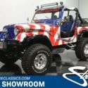 classic vintage chrome cj7 4x4 american flag 350 v8 3-speed auto transmission