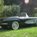 corvette 1961  black convertible  silver coves  white top  black/olive interior