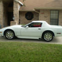 corvette convertable, white with red interior