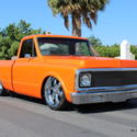Custom built &#039;72 Chevy. Air bags, shaved, House of Kolor pearl orange!