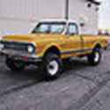 factory k20 3/4 ton 4x4 454 lifted ochre yellow bf goodrich auto frame off