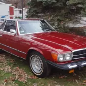 Maroon 1975 Mercedes 450SL Roadster, Clean, Needs minor work