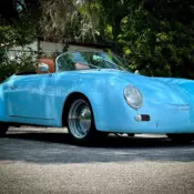 Porsche 356 Widebody Outlaw Replica. Fresh Gulf Blue Paint with Orange Plaid.