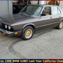 Rare 1988 BMW 528E Automatic! 99,9% Rust-Free Last Year Classic California E28!