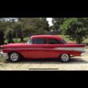 Red Hot 1957 Chevy, two door sedan, 210 Bel Are Clone