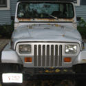 Silver/gray 1987 Jeep Wrangler YJ - used; needs some TLC
