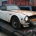 Triumph TR6 project car with rare wire wheels and fiberglass hard top